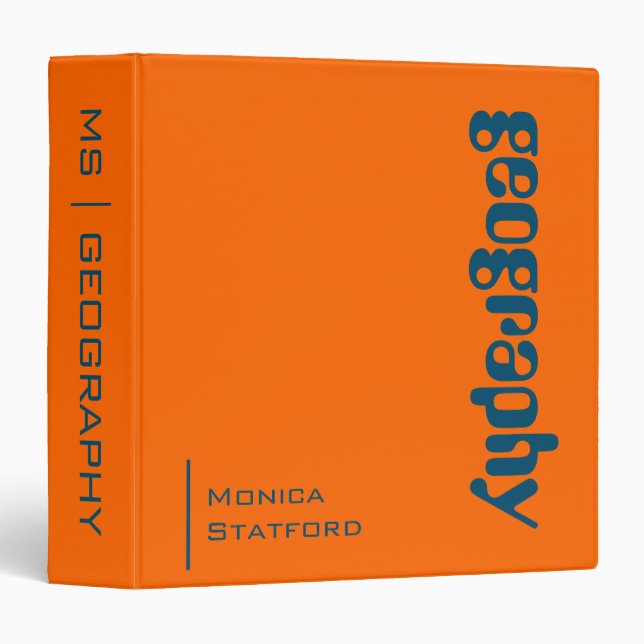Sunset Orang Personalized Geography School Subject Binder (Front/Spine)