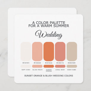 Sunset Orange and Blush Wedding Color Palette Card