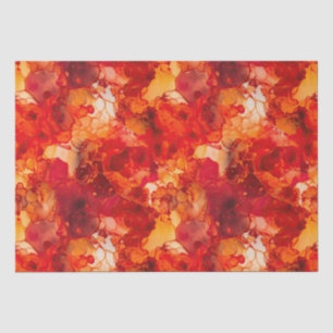 Sunset Orange and Red with Rose Gold Alcohol Ink Tissue Paper