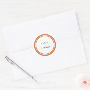 Sunset Orange Bold Border Modern Wedding Classic Round Sticker