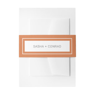 Sunset Orange Bold Border Modern Wedding Invitation Belly Band