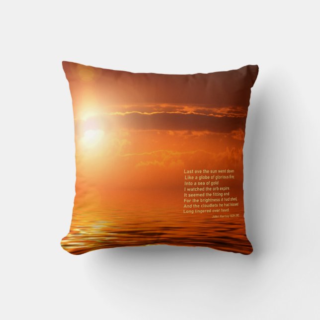 Sunset Orange Golden Sky Sea of Gold Inspiration Throw Pillow (Front)