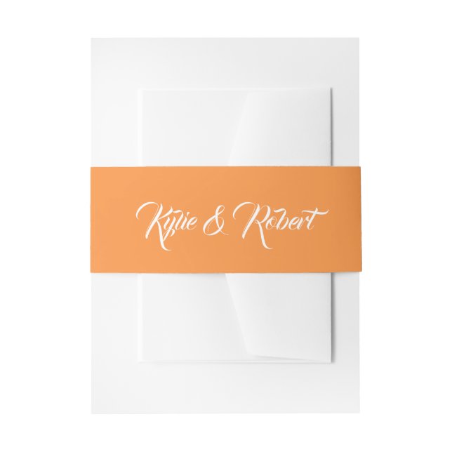 Sunset Orange Minimalist Modern Invitation Belly Band (Front Example)