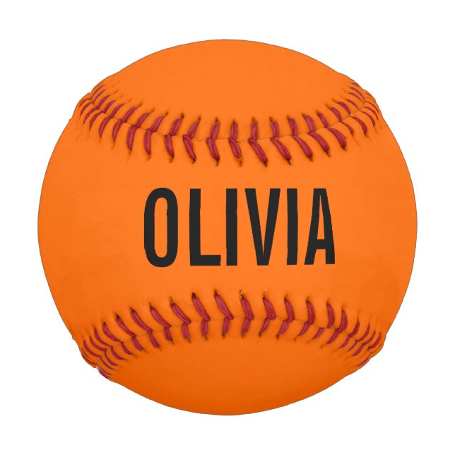 Sunset Orange Modern Name | Trendy Minimalist  Baseball (Front)