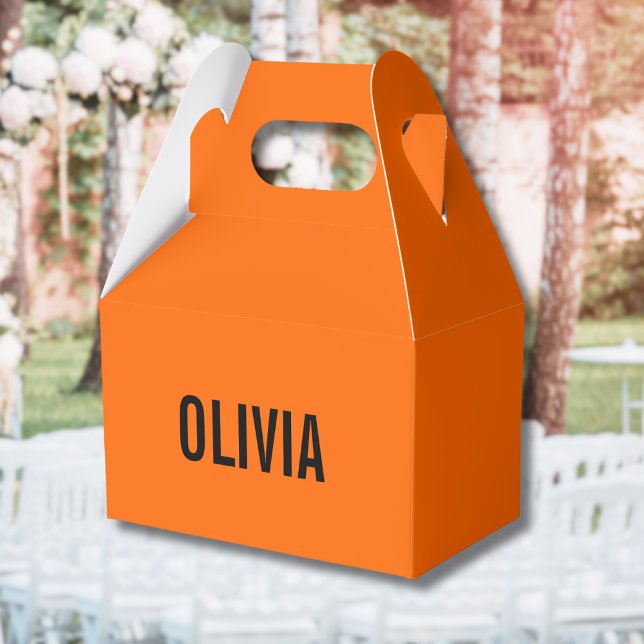 Sunset Orange Modern Name | Trendy Minimalist  Favor Box (Creator Uploaded)
