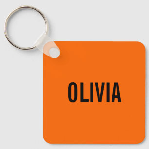 Sunset Orange Modern Name Trendy Minimalist Keychain