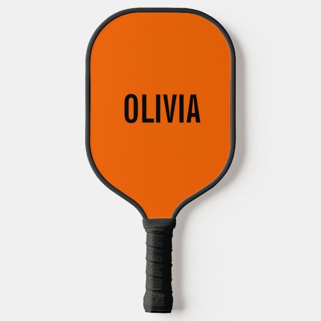 Sunset Orange Modern Name | Trendy Minimalist  Pickleball Paddle (Back)