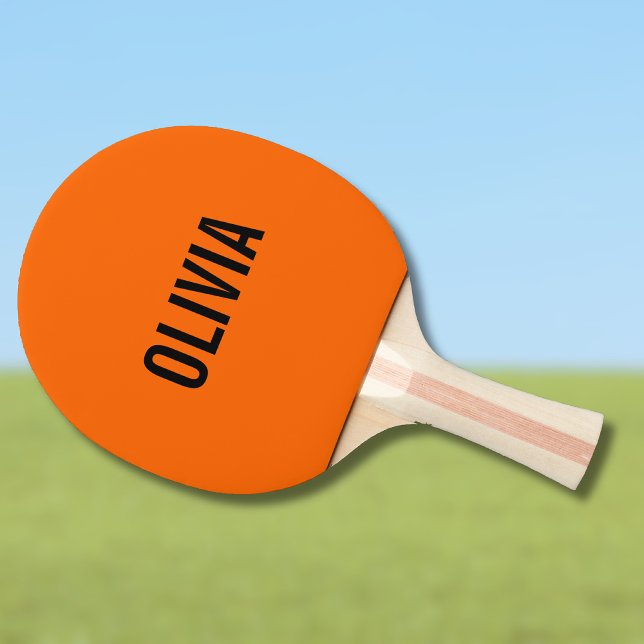 Sunset Orange Modern Name | Trendy Minimalist  Ping Pong Paddle (Creator Uploaded)