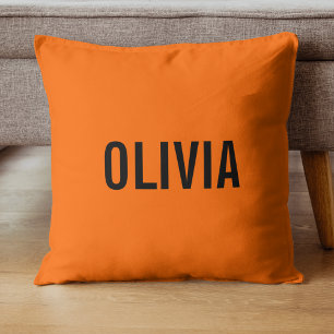 Sunset Orange Modern Name   Trendy Minimalist  Throw Pillow