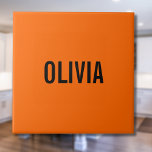 Sunset Orange Modern Name | Trendy Minimalist  Tile<br><div class="desc">Neon Sunset Orange | Personalized Name,  Last Name | Modern and Elegant | Classic Design | Trendy Colour | Stylish and Fashion | Minimalist | Novelty</div>