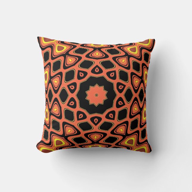 SUNSET ORANGE PATTERN THROW PILLOW (Front)
