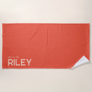 Sunset Orange Personalized Slogan Beach Towel