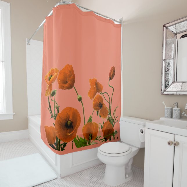 Sunset Orange Poppy Flowers Floral Patterns Cute (In Situ)