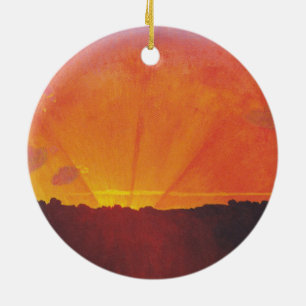 Sunset, Orange Sky (by Félix Vallotton) Ceramic Ornament