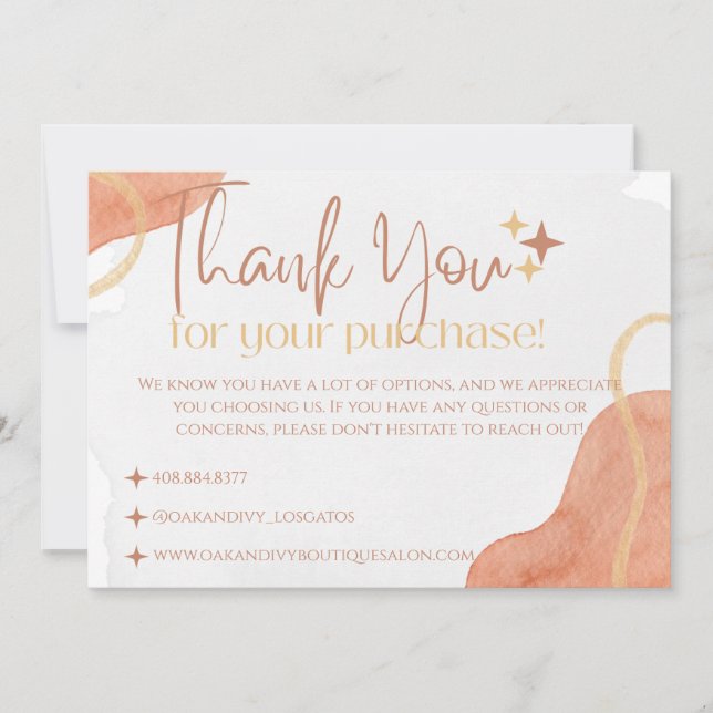 sunset orange thank you cards for small business (Front)