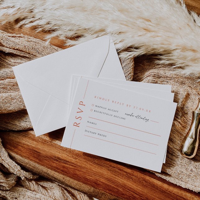 Sunset Orange White Wedding Inviter RSVP Reply Car (Créateur téléchargé)
