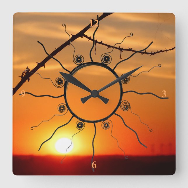 Sunset Orbs. Square Wall Clock (Front)