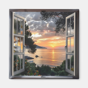 Sunset ove Bay Window View Magnet