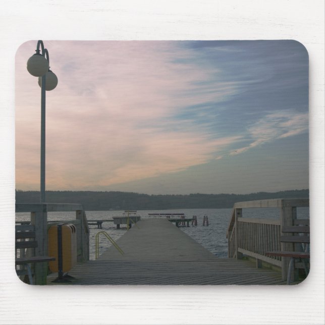 Sunset over a lake bridge mousepad (Front)