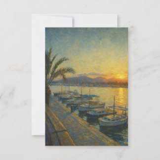 Sunset over a Mediterranean Harbour Invitation