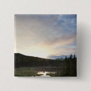 Sunset Over A Misty Pond 2 Inch Square Button