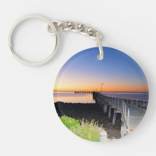 Sunset Over A Wharf In Australia, Keychain