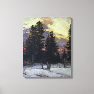 Sunset over a Winter Landscape, c.1902 Canvas Print