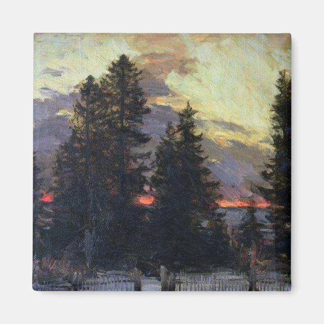 Sunset over a Winter Landscape, c.1902 Magnet (Front)