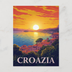 Sunset Over Adriatic Coast Croatia Postcard