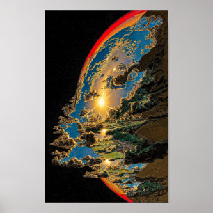 Sunset Over Alien Planet C Poster