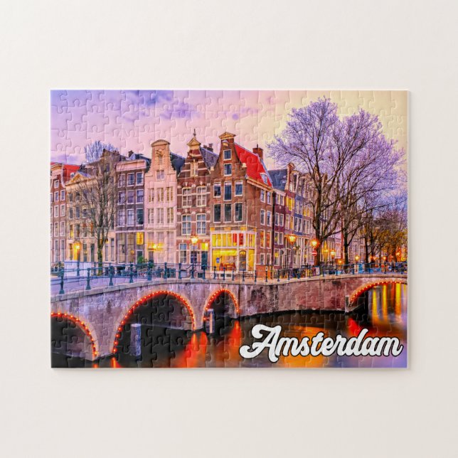 Sunset Over Amsterdam, Netherlands Jigsaw Puzzle (Horizontal)
