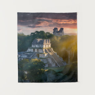 Sunset over Ancient Ruins in the Jungle Tapestry