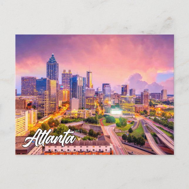Sunset Over Atlanta, Georgia, United States Postcard (Front)
