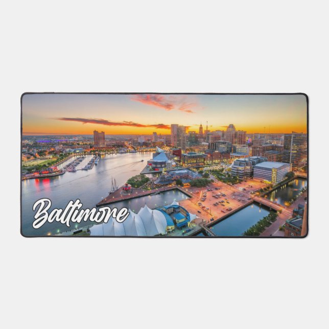 Sunset Over Baltimore, Maryland, United States Desk Mat (Front)