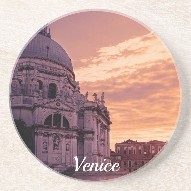 Sunset over Basilica in Venice Coaster (Front)