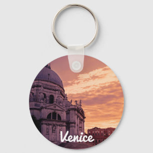 Sunset over Basilica in Venice Keychain
