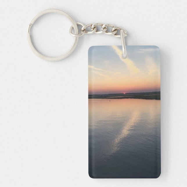 Sunset Over Bay - Double-sided Keychain, Rectangle Keychain (Front)