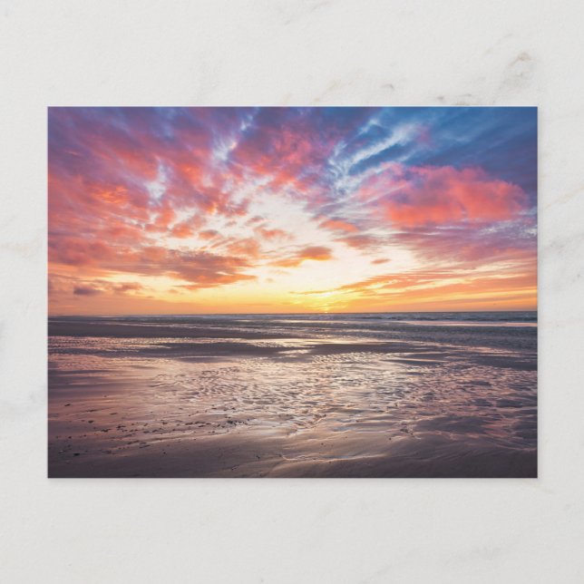Sunset over beach and sea postcard (Front)