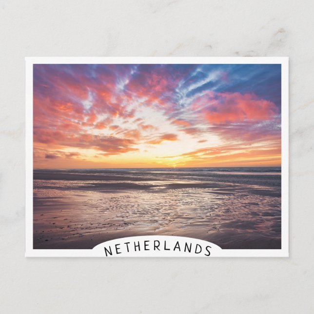 Sunset over beach and sea postcard (Front)