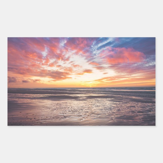 Sunset over beach and sea sticker (Front)