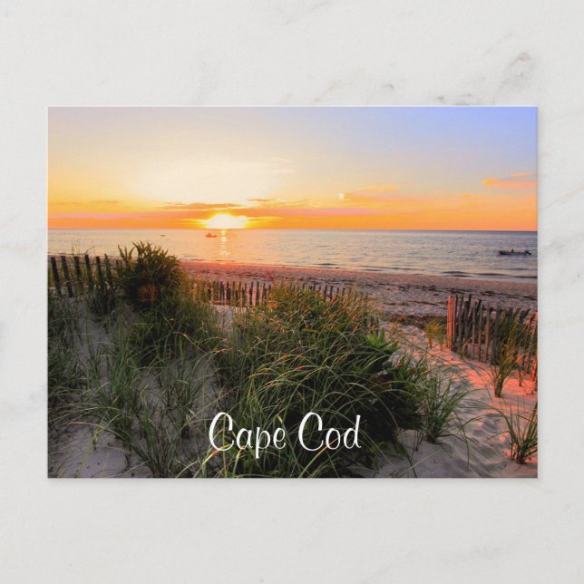 Sunset Over Beach Cape Cod MA Carte postale (Devant)