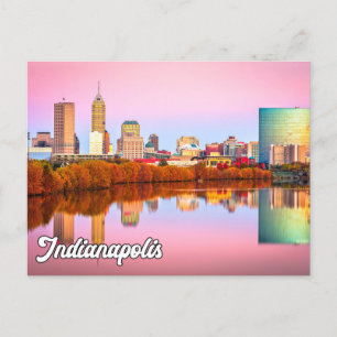 Sunset Over Beautiful Indianapolis, Indiana, USA Postcard