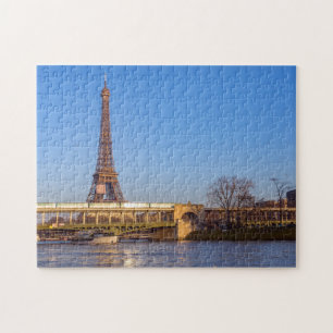 Sunset over Bir-hakeim bridge - Paris, France Jigsaw Puzzle