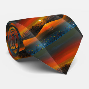 Sunset over Canyon Lake Painting by Alfred Fox Tie