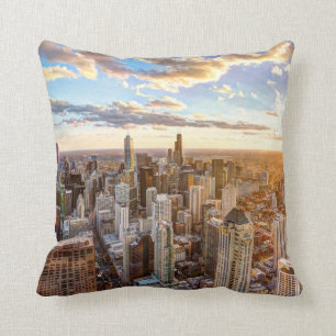 Sunset Over Chicago Throw Pillow