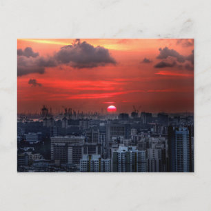 Sunset over Chinatown area in Singapore Postcard