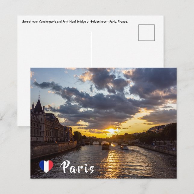 Sunset over Conciergerie - Paris, France Postcard (Front/Back)