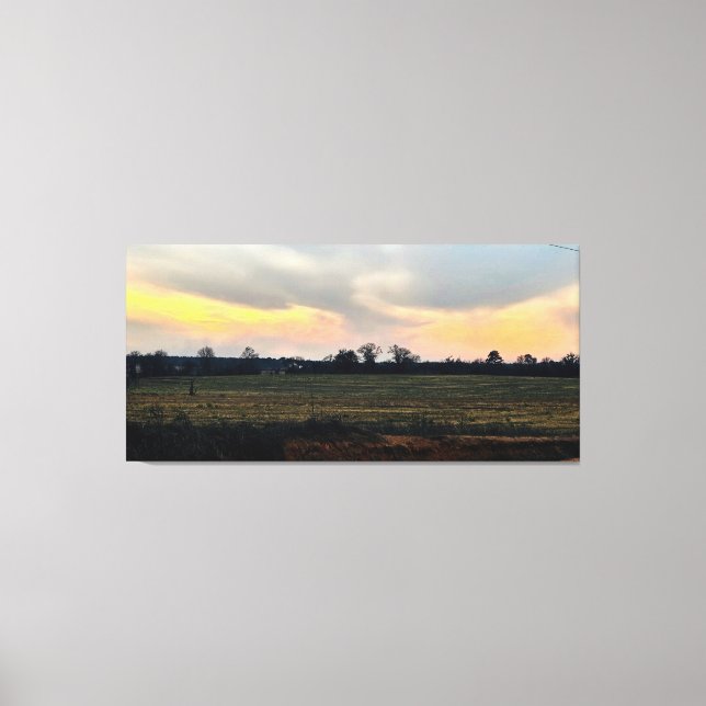 Sunset Over Countryside Field Canvas Print (Front)