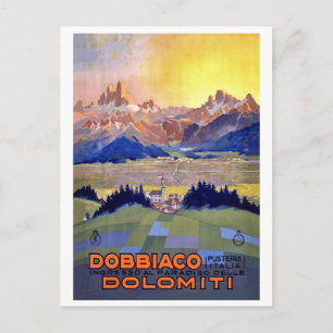 Sunset over Dobbiacho, Dolomites mountains, Italy Postcard