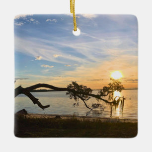 Sunset Over East Bay Ceramic Ornament